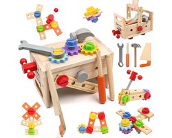 Houten Gereedschap Set voor Kinderen | Educatief Speelgoed voor Peuters | Ontwikkel Fijne Motoriek en Creativiteit | Cadeau voor Jongens en Meisjes 2-6 Jaar