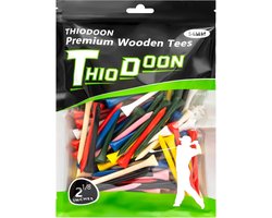 Houten Golf Tees - Set van 100 Kleurige Golfaccessoires voor Man, Vrouw en Kind - 54mm, 70mm, 83mm