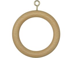 Houten Gordijnringen met Haakjes - 10 Stuks voor Gordijnroedes van 35mm - Natuurlijke Kleur