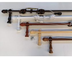 Houten Gordijnroede met Koordbediening - Flexibel en Compleet - Wit - 240 cm