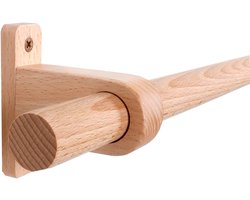 Houten Gordijnroede - Romeinse Stijl - Elegante Decoratie - Massief Hout - 260 cm Lengte - Natuurlijke Houtkleur