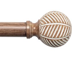 Houten Gordijnroedes voor Vensters - Verstelbare Gordijnroedes 48 tot 86 Inch met Decoratieve Immitatie Houtnerf Eindknoppen