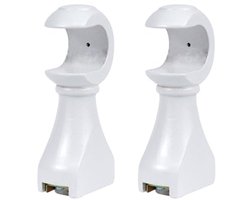 Houten Gordijnstangbeugels voor 28 mm Gordijnroedes - 2 Stuks Witte Steunbeugels