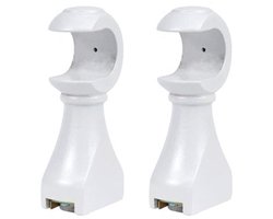 Houten Gordijnstangbeugels voor 28 mm Gordijnroedes - 2 Stuks Witte Steunbeugels