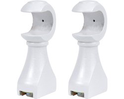 Houten Gordijnstangbeugels voor 28 mm Gordijnroedes - 2 Stuks Witte Steunbeugels