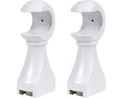 Houten Gordijnstangbeugels voor 28 mm Gordijnroedes - 2 Stuks Witte Steunbeugels