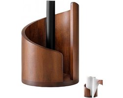Houten handdoekhouder - Keukenrol standaard - Keuken organiseren - Vrijstaande basis - 29 x 20 cm - Bruin
