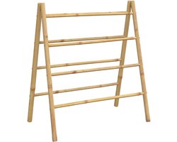 Houten Handdoekladder met 4 Sporten - Bamboe Handdoekrek 90x50x100cm