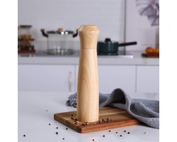 Houten handmatige pepermolen - grof zout keramische molen - verstelbare kruidenmolens - rubber hout 25cm