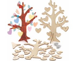 Houten Hart Boom - Knutsels Set - Kinderen Schilderen - Twee Stuks - 29 x 20 cm - Bruin Groen