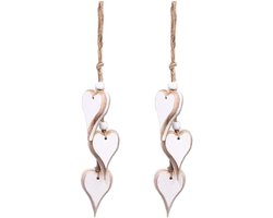 - Houten Hart Hangers - Raamdecoratie - 2 Stuks - Cadeau - Huwelijksdecoratie - Ruimtedecoratie - Hangdecoratie - Wanddecoratie - Houtdecoratie