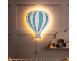Houten Heet Luchtballon LED Nachtlamp voor Kinderen - Wandlamp met Warm Licht voor Kinderkamer