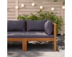 Houten Hoekbank - Modulaire Bank - Tuin Ontspannen - Massief Acacia Hout - 69 x 69 x 62.5 cm - Donkergrijs