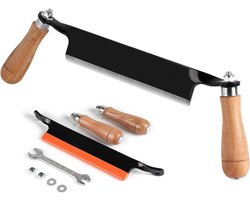 Houten Hoepelmes van 200mm – Ergonomisch Houten Handvat, Gehard Holle Geslepen Kling en Beschermhoes voor Houtbewerking