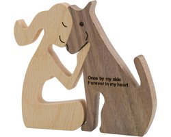 Houten honden beeldjes en sculpturen voor woondecoratie