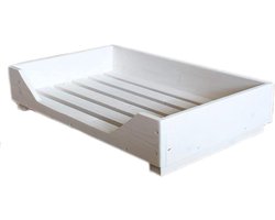 Houten Hondenhuis - Huisdier Meubel - Comfortabel Rusten - Handgemaakt Uniek Stuk - 100 x 60 cm - Wit