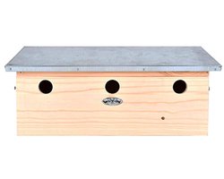 Houten horizontale nestkast met metalen dak voor vogels