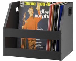 Houten houder, vinyl album box kist met handvat, boekenplank, bureau-organizer, trapezoid LP record voor mappen, boeken, fotoalbums, zwart, 38 x 29 x 29 cm