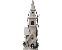 Houten huis Kerst 5LED 12,5 x 10,5 x 40cm - Wit licht Chaud (2300k-3500k) - Plastic - Wit - SILUMEN