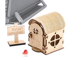 Houten Huisjes om te Knutselen,Knutselpakket voor Boekenkast Decoratie - Buiten Feeëntuinhuisje Knutselset | geschikt voor op de Vensterbank, op het Bureau, Thuis, Evenementen en Feesten, Ki