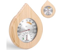 houten Hygrometer 2 van de Saunathermometer 2 in 1, Hoge Nauwkeurigheid | De houten Vorm van de Thermo-Hygrometerwaterdruppel voor Kuuroorden, Sauna's en Stoomruimtes