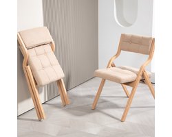 Houten Inklapbare Stoelen – Klapstoel – Vouwstoel – Extra Zitplaats – Zitstoel – Hardhout – Zacht Kussen – Compact Opvouwbaar