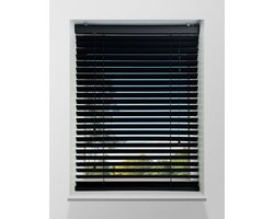 Houten Jaloezie - 50mm - Zwart - 85x130cm - Ladderkoord