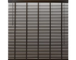 Houten Jaloezie Bruin - 160x180 cm (BxH) - Raamdecoratie - Lamelbreedte 50 mm - inc. Bedieningskoord en Draaistang - Eenvoudig op maat maken en monteren