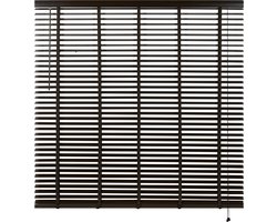 Houten Jaloezie Bruin - 220x210 cm (BxH) - Raamdecoratie - Lamelbreedte 50 mm - inc. Bedieningskoord en Draaistang - Eenvoudig op maat maken en monteren
