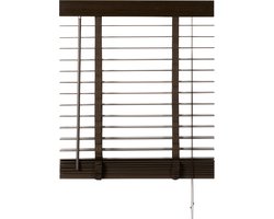 Houten Jaloezie Bruin - 80x130 cm (BxH) - Raamdecoratie - Lamelbreedte 50 mm - inc. Bedieningskoord en Draaistang - Eenvoudig op maat maken en monteren