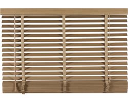Houten Jaloezie Naturel - 120x130 cm (BxH) - Raamdecoratie - Lamelbreedte 50 mm - inc. Bedieningskoord en Draaistang - Eenvoudig op maat maken en monteren