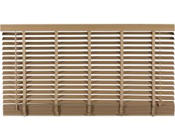 Houten Jaloezie Naturel - 160x180 cm (BxH) - Raamdecoratie - Lamelbreedte 50 mm - inc. Bedieningskoord en Draaistang - Eenvoudig op maat maken en monteren