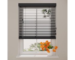 Houten Jaloezie - Raamdecoratie - Binnen Zwart - 50mm Lamellen - 180x240cm
