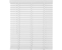 Houten Jaloezie Wit - 100x180 cm (BxH) - Raamdecoratie - Lamelbreedte 50 mm - inc. Bedieningskoord en Draaistang - Eenvoudig op maat maken en monteren