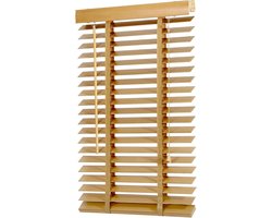 Houten Jaloezieën 50 mm - Aanpasbare Jaloezieën 60 x 200 cm in Natuurlijke Houtkleur