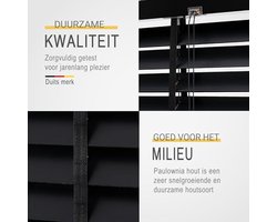 Houten Jaloezieën 50mm Extra Breed - Rolling Blind 75x180 cm - Gemakkelijk te Bevestigen & Privacy voor Raam & Deur - Echt Hout Zwart