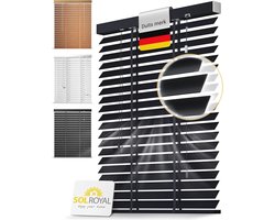 Houten Jaloezieën 50mm Extra Breed - Rolling Blind 75x180 cm - Gemakkelijk te Bevestigen & Privacy voor Raam & Deur - Echt Hout Zwart