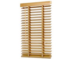 Houten Jaloezieën 50mm Verstelbare Jaloezieën 90 x 250 cm Natuurlijke Houtkleur