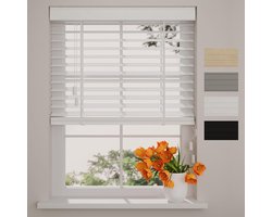 Houten Jaloezieën - Bamboe Blinds - Licht en Privacy - Natuurlijke Houtnerf - 75 x 175 cm - Wit