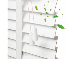Houten Jaloezieën - Horizontale Blinds - Licht Reguleren - Natuurlijk Lindehout - 50mm Lamellen - Wit