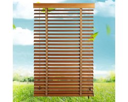 Houten Jaloezieën - Horizontale Luxaflex - Raamdecoratie - Massief Hout 50mm - 90x160cm