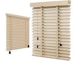 Houten Jaloezieën - Horizontale Raambekleding - Privacy en Licht - Natuurlijk Hout - 80x120 cm - Beige