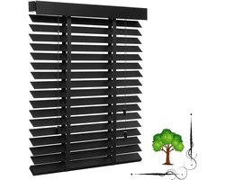 Houten Jaloezieën - Luxaflex Gordijnen - Raamdecoratie - Natuurlijk Lindehout - 150x180cm - Zwart