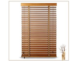 Houten Jaloezieën - Optie 45cm tot 120cm voor Ramen en Deuren - Verduisterende en Warmte-isolerende Jaloezieën