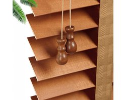 Houten Jaloezieën - Privacy Blinds Raambekleding - Licht en Privacy Regelen - 50mm Brede Lamellen - 60x220cm - Zwart