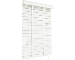 Houten Jaloezieën - Raambekleding Gordijnen - Licht en Privacy - Eenvoudige Installatie - B140 x H200 cm - Wit