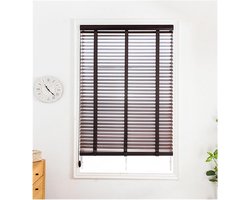 Houten Jaloezieën - Raambekleding Gordijnen - Lichtregulering en privacy - 50 mm lamellen - 180x180 cm - Zwart