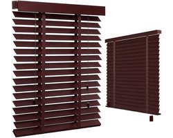 Houten Jaloezieën - Raambekleding Horizontaal - Licht en Privacy - Natuurlijk Hout - 60x150 cm - Rood