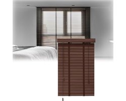 Houten Jaloezieën - Raambekleding Lamellen - Licht Regulatie - Massief Hout - 90x250cm