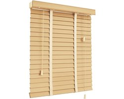 Houten Jaloezieën - Raambekleding Lamellen - Privacy en Licht - 50 mm Lamellen - Voor Elk Raam - Natuurlijk Hout